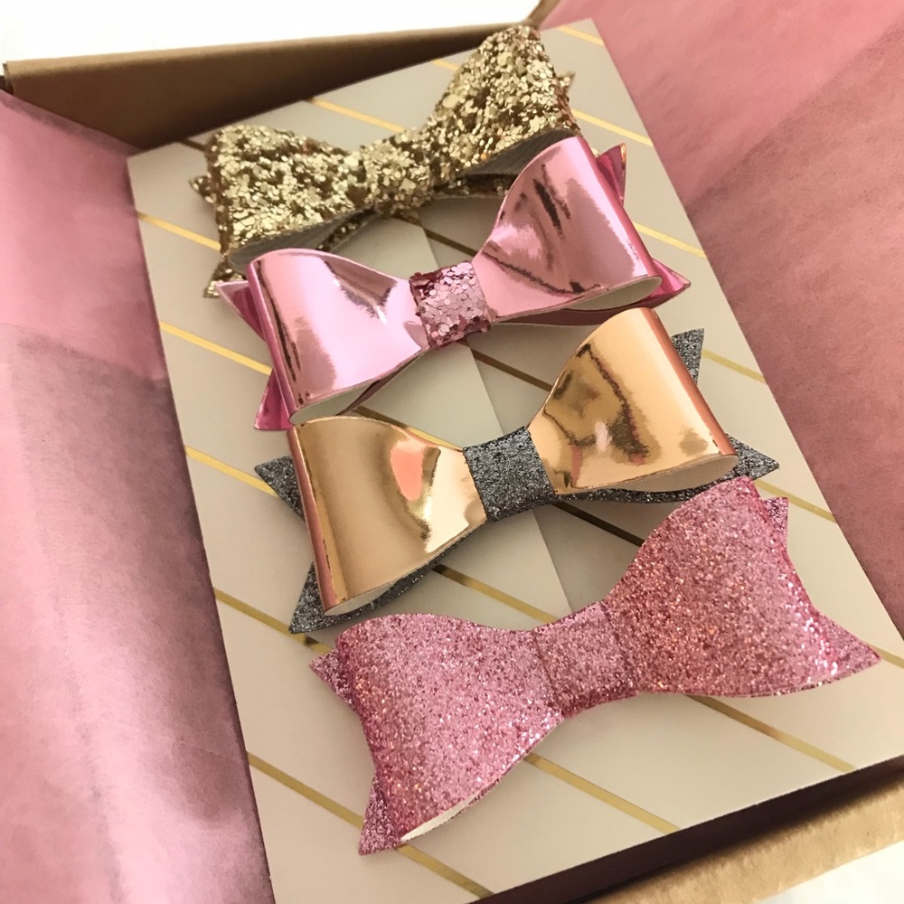 Rose Gold Hair Bow Set Baby Girl